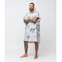 PONCHO AFTER BOTANICAL LIGHT GREY -SUP Sport Soldes poncho after botanical light grey 2